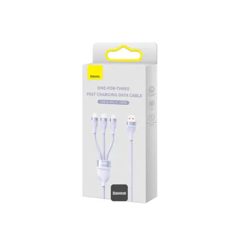 Baseus Flash Series Ⅱ One for three Fast Charging Data Cable USB to M+L+C 100W 1.2m Awais Mobiles