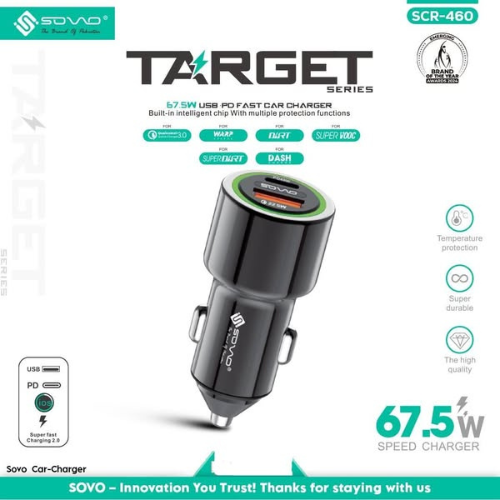 Sovo Target Series SCR-460 Car Charger (67.5W PD Fast Charger) Awais Mobiles