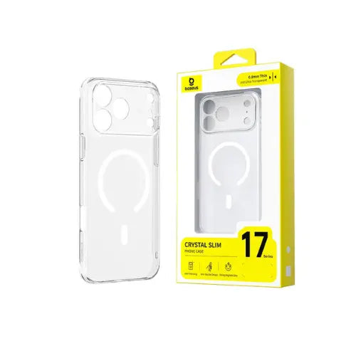 Baseus Crystal Slim Magnetic Phone Case for iPhone 17 Series Clear Awais Mobiles