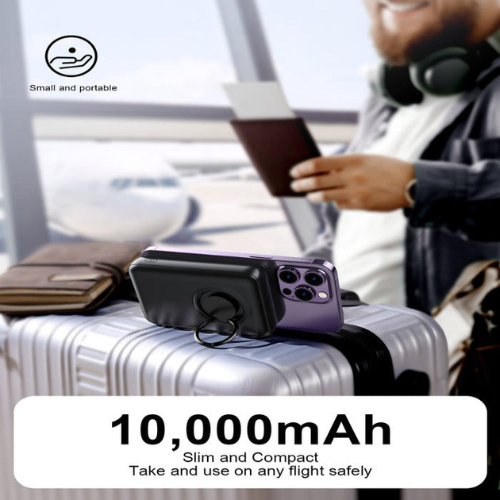 Joyroom 10000mAh JR-W050 Magnetic Wireless Power Bank – 20W, Ring Holder, Black Awais Mobiles