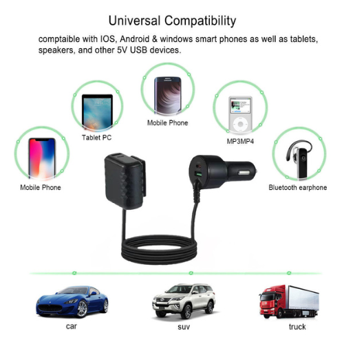 4-in-1 Fast Car Charger 76W | QC 3.0 Front & Rear Multi-Port Awais Mobiles