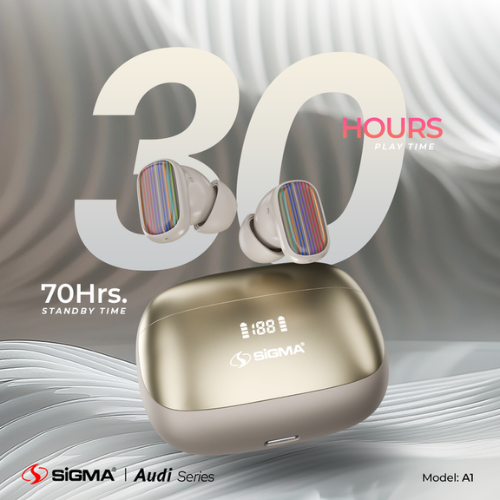 SiGMA Wireless Earbuds A-1 ANC+ENC Golden Awais Mobiles