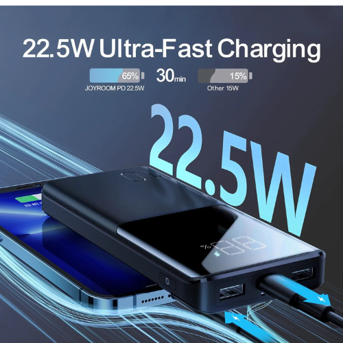 Joyroom JR-QP191 10000mah 22.5W Fast Charging Powerbank With LCD Display|Black Awais Mobiles